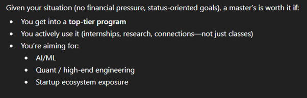 AI advising a wealthy student on elite roles
