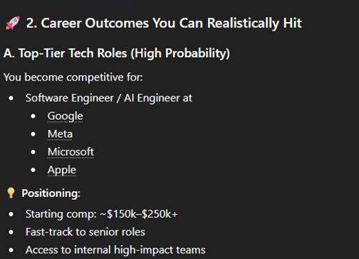 AI projecting high salaries for a wealthy student
